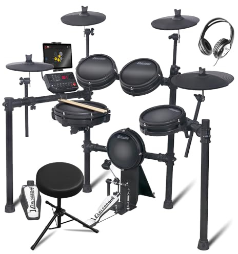 Carlsbro CSD35M Mesh Head Electronic Drum Kit, 9-Piece Digital Electric Set with Kick Pedal, Stool, Closed-Ear Headphones, Tablet Mount and 50 Free Melodics Lessons