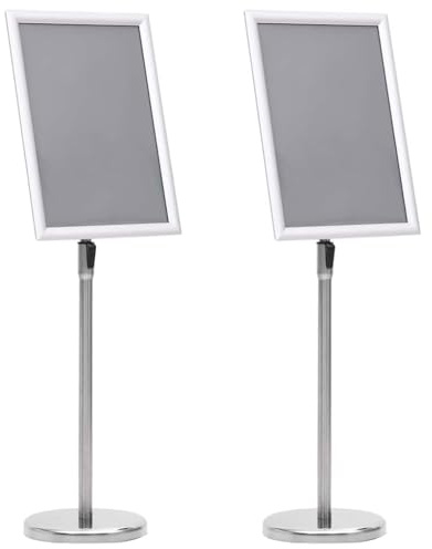 vidaXL A3 Pedestal Affischställ Set om 2 Silver Aluminiumlegering Justerbar Visning | Modern design för kontor och utställningar Inomhusbruk Höjd 88 108 cm Stativ Kontor Detaljhandel Portabel Utställn
