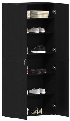 vidaXL Mobile per Scarpe Nero 80 x 35.5 x 180 cm Legno Multistrato, Mobile per Scarpe Moderno, unità di stoccaggio Rettangolare, organizzatore Versatile per Interni, Legno ingegnerizzato