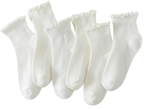 KU Calzini Donna Cotone - 6 Paia Mezza Altezza Calze Bianche Premium Calze Spugna Basse Traspiranti Morbide con Bordino - Regalo per Donna/Ragazza, 35-41