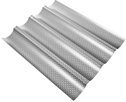 TIDTALEO Teglia Da Forno Antiaderente Per Baguette in Alluminio Stampo Per Pane Francese 4 Scanalature Per Uso Cuocere Baguette Professionali