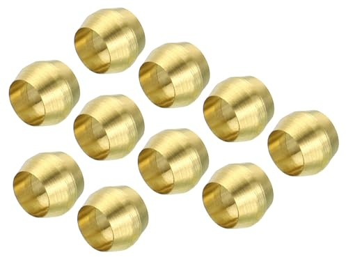 TA-VIGOR 4mm Tube OD Brass Compression Sleeves Ferrules, 25PCS Brass Ferrule Fittings Compression Pipe Fitting, Olives Assortment Kit for Oil Water Air Pipe