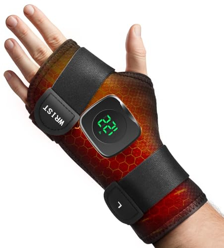 Wrist Heating Pad, Adjustable Hand Heating Pad for Men and Women Heated Wrist Wrap for Sport Sprain, Chore Fatigue, Sport Soreness Pain Relief- Left Hand