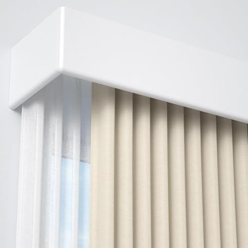 Sistema de rieles de cortina 3 en 1, riel de metal blanco con pelmet y doble pista, relleno lateral montado en la pared para cortinas de 130 cm / 51.2in, perfecto para decoración del hogar