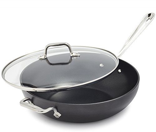 All-Clad 2100090553 E7859464 HA1 Hard Anodized Nonstick Dishwaher Safe PFOA Free Chefs Pan/Wok Cookware, 12-Inch, Black, Aluminum