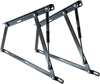 Set de 2 Charnières pour Lit Coffre avec Ressorts de 1000N - Idéal pour Lit Coffre de 120 cm - Système de Rondelles en Nylon Anti-bruit - Cuens
