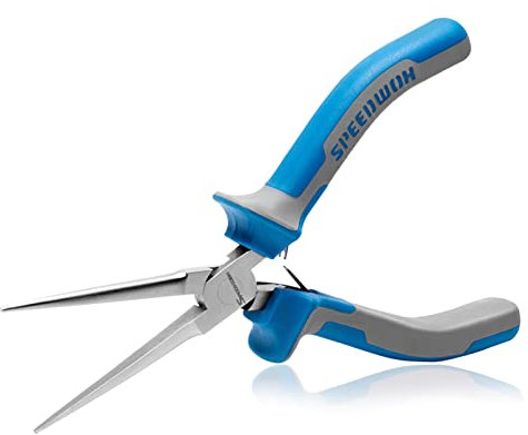 SPEEDWOX Spitzzange, 6, Mini-Spitzzange, extra lange Spitze, Präzisionszange, dünne flache Backen, mikrofunktionelle Präzisionsdraht-Schlaufen, feine Zange mit Feder, Werkzeug zur Schmuckherstellung