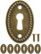 FUXXER 6x Antike Schlüssel-Schilder, Schloss-Rosetten, Vintage Messing Design, 37x24mm