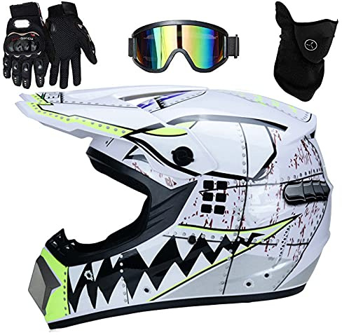 Casco Motocross Niño ECE Homologado - Casco de Moto Infantil Cross Integral Enduro Infantil para Mujer Hombre Adultos,S(52~53cm)