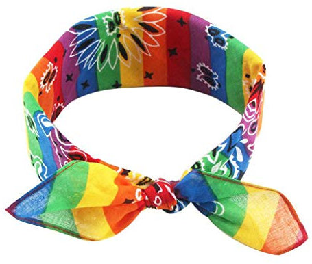 JunYe Stirnband Bandana, Regenbogen Streifen Paisley Floral Frauen Mädchen Baumwolle Einstecktuch Schal Cute Rabbit Ear Stirnband Bandana Hip-Hop-Armband Krawatte