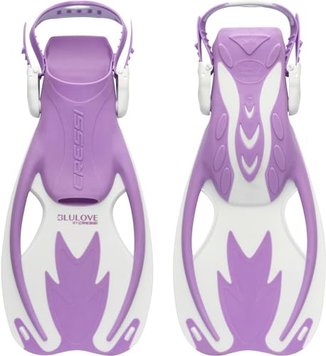 Cressi Rocks Short Adjustable Open Heel Fins, Purple/White, L/XL