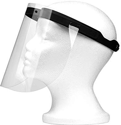 Urhome Gesichtsschutz verstellbar 20 x Rahmen mit 100 x Wechselfolie - Gesichtsvisier zum Schutz vor Flüssigkeiten - Aufklappbar Schutzvisier wiederverwendbar Face Shield Visier