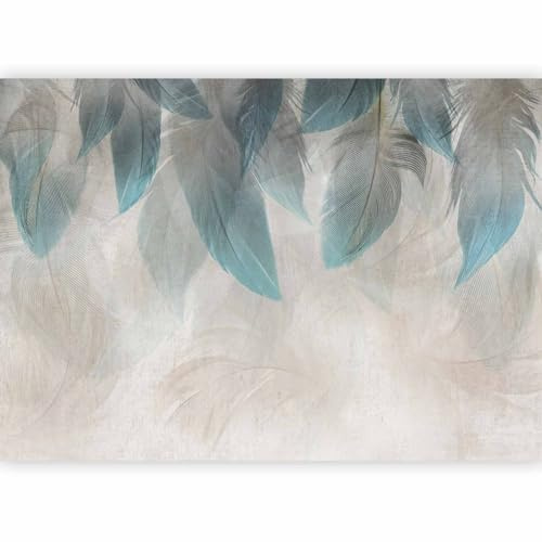 murando - Carta da Parati Moderna Piuma Boho 450x315 cm Fotomurali in TNT - Murales per Soggiorno e Cameretta Decorazione da Muro Carte da Parati Moderne - Astratto Turchese Piume n-C-10004-a-a