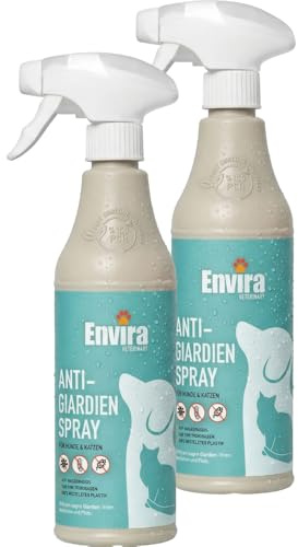 Envira Anti-Giardien Spray für Hund & Katze 2X 500 ml - Hygiene-Spray als Desinfektionsmittel gegen Giardien, Viren, Bakterien & Pilze - Für Tiere & Umgebung - hochwirksam & hautschonend