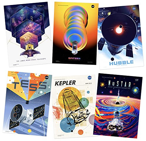 NASA Exoplanet Travel Bureau Telescopes Space Wall Art A4 Poster Pack of 6