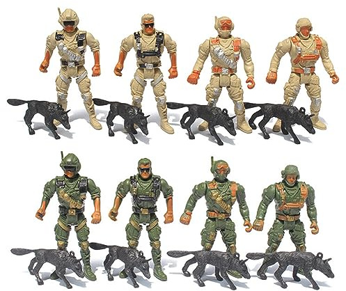 JAWSEU Jouet Figurine Militaire, 8 Pièces Figurine d'Action Avec Arme, Soldats Mobiles en Plastique Réaliste, Jeu de Militaire pour Enfants