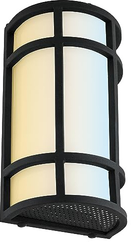 Sunlite 81434 12” LED Outdoor Mission Style Light Fixture, Half Cylinder Wall Sconce, Selectable 3 CCT 3000K-5000K, 15 Watts, 800 Lumens, Non-Dimmable, Black Frame, for Porches, Garage & Entryways