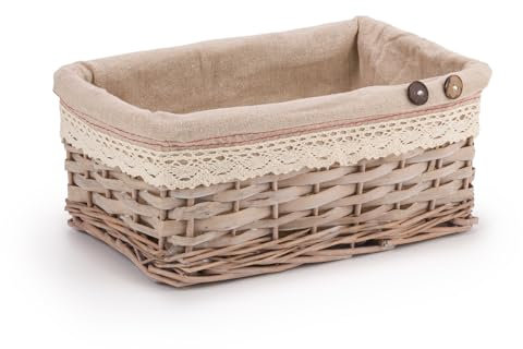 Woodluv Storage Baskets, Storage baskets for shelves woven, Storage Boxes Small, Wicker Storage Organiser Basket, 30 x 18 x 12 (H) cm, Small
