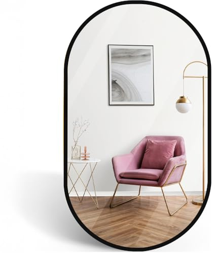 Marctani Espejo Ovalado con Marco de Metal - Espejo Baño Moderno - Espejo de Pared Decorativo para Entrada, Recibidor, Dormitorio o Pasillo - Espelho Casa de Banho