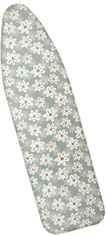 Elastiskt Strykbrädsöverdrag i Bomull, Fräscht Prästkragemönster, Dragsnöre, för Snabb och Skrynkelfri Strykning(59 x 21.6 in/150 x 55 cm)