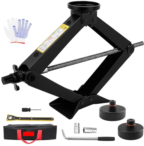 Gato Tijera para Coche Kit de Gato Tijera 3 toneladas for Modelo Tesla con Almohadilla Goma, Herramientas Cambio neumáticos for Llaves en L