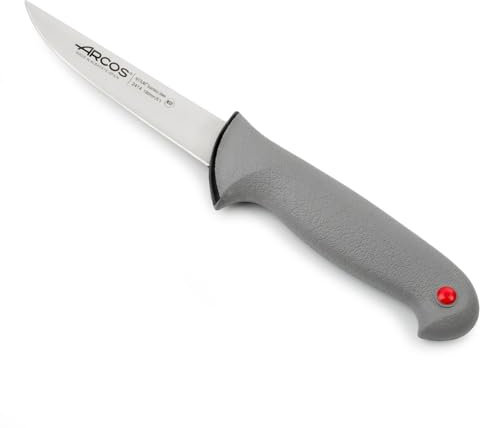 Arcos Serie Colour Prof - Cuchillo Carnicero - Hoja de Acero Inoxidable Nitrum de 130 mm - Mango de Polipropileno Recubierto de Elastómero Color Gris