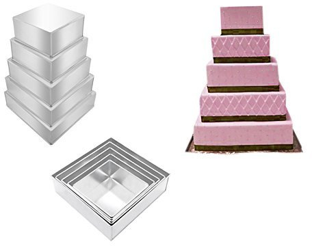 5 Tier Square Multilayer Birthday Wedding Anniversary Cake Tins
