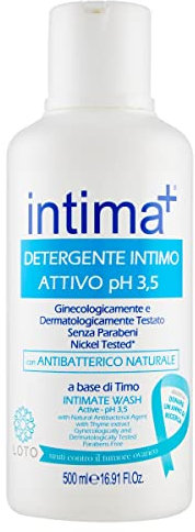 Intima+ I Detergente Intimo Attivo pH 3.5 con Antibatterico Naturale, a Base di Timo, 500ml