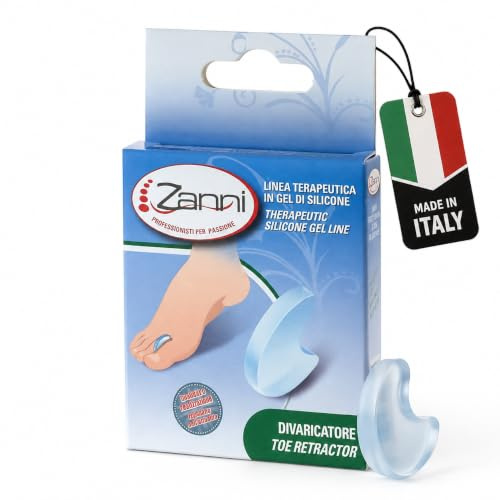 Zanni Divaricatore Interdigitale in Gel di Silicone, Separatore Dita Piede Antidolore, Anti Calli e Occhi di Pernice, Distanziatore Dita Piedi Lavabile e Riutilizzabile, Made in Italy (L 42/46)