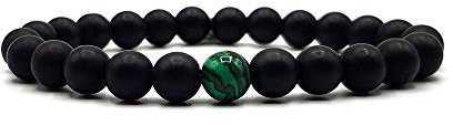 KARDINAL WEIST onyx malachite bracelet, semi-précieuse perles, bijoux en pierre naturelle, bracelet de l'amitié, bracelet partenaire, bracelet couple (2 - double paquet/bande élastique)