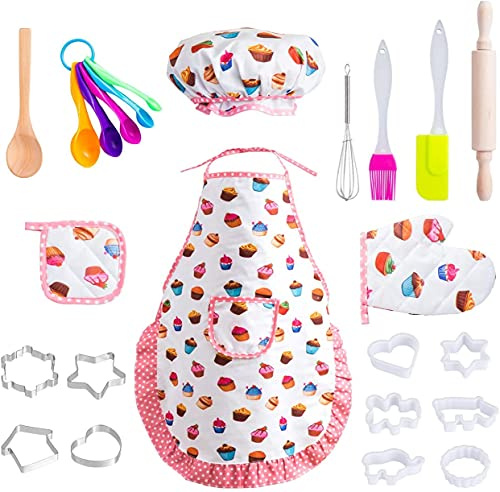 LIHAO Tablier Cuisine Enfant | Lot de 20 Jeu Cuisine Chef, Cadeau pour pour Fête Anniversaire Halloween Noël