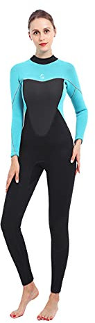 PAWHITS 4mm Damen Premium Neopren Neoprenanzug Thermische Langarm Neoprenanzüge in voller Länge zum Tauchen Surfen blau