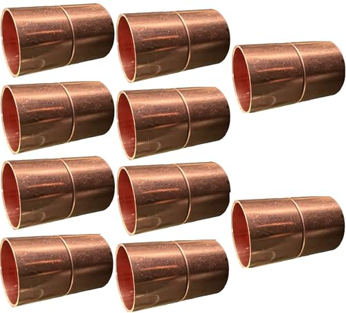 (10) EZ-FLUID Plumbing 1/2-Inch Copper Coupling with Stop, C x C Sweat Connection w/Roll Pipe Stop, Sweat Solder Connection Connector End Repair Coupler Copper Fittings,Residential,Commercial