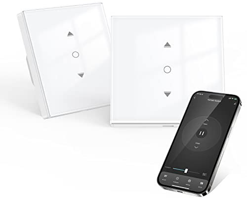 【6.1 Gen.】Maxcio WLAN Rolladenschalter Kompatibel mit Alexa, Google Home, Rolladenschalter Smart mit Prozentsteuerung, Zeitschaltuhr und Sprachsteuerung, Neutralleiter erforderlich 2 Packs