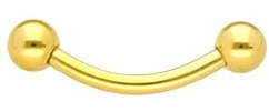 OTHER Piercing Augenbrauen Banane Titan Curved Barbell Piercing Lippenpiercing Augenbrauenpiercing Damen Herren Labret Septum Ring Helix Rook Ohr Schmuck Piercings Gold 1,2x12x2,5 mm