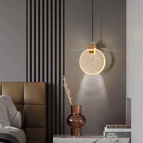 zhxinashu LED Ceiling Lights, Crystal Pendant Light, Crystal Ceiling Light, Gold Pendant Light, Vintage Ceiling Light for Living Room Bedroom Kitchen Island Staircase Hallway (1 Light, Warm Light)