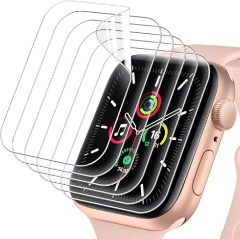 OFFCUP skyddsfolie för Apple Watch 4/5/6/SE 40 mm, 6 stycken skärmskydd | Pansarfolie skärmskydd HD klar displayfilm mjuk TPU film skärmskydd för iwatch 4/5/6/SE glas skyddsfilm