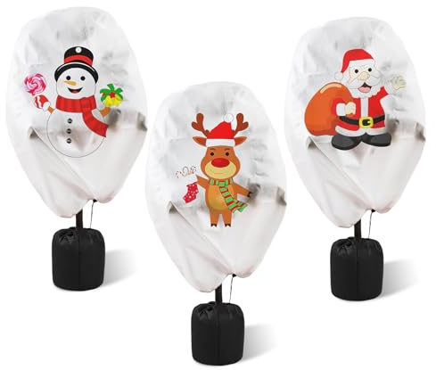 BORDEAG Lot de 3 Housses de Protection pour Plantes, Housse Hivernage Plante, Housse de Protection pour Plantes, Voile D'hivernage Protection Plantes avec Fermeture Eclair et Cordon 90x110 cm, Blanc