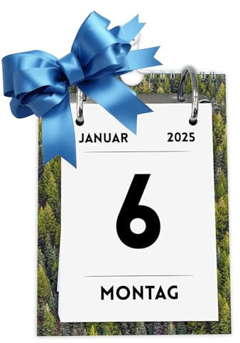 KALVOS Deutscher Kalender 2025, Tischkalender, Wandkalender, Abreisskalender, 365 tage, Tagesabreißkalender, Kalendarium, Minimalistisch Tages Kalender mit großen Zahlen (Einfach)
