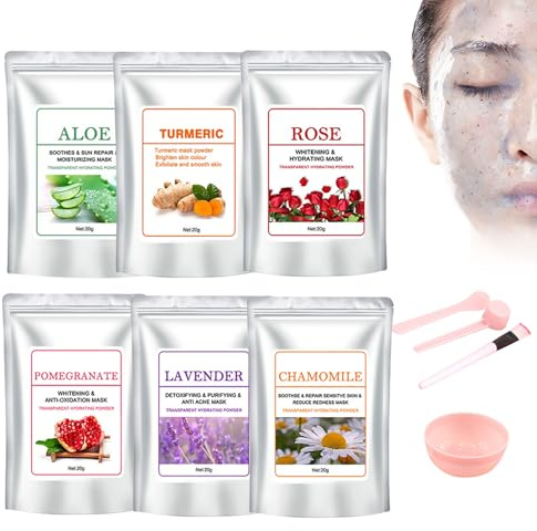 Hydro Jelly Peel Off Mask Powder, 6 pièces Peel-Off Jelly Facial Mask Salon de Beauté Professionnel Masque de Modélisation de Spa Argile/Boue Ou Masque en Gel à la Maison, Poudre de Masque Gelée pour