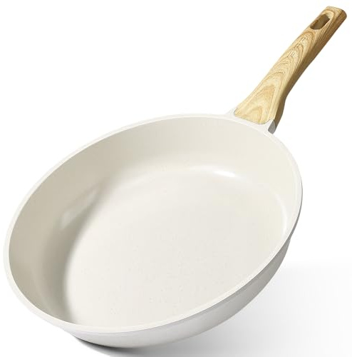 GiPP Sartén Antiadherente de Cerámica，Sartenes para freír Saludable y No Tóxica,Compatible con Inducción,Libre de PFAS y PFOA,Apta para Lavavajillas（Blanco,24cm）