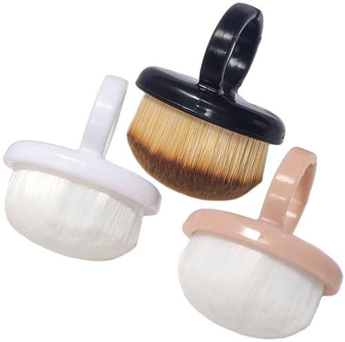 Cepillo de uñas de 3pcs para limpiar las uñas de 3 colores Cepillo de polvo de de la cabeza redonda en el dedo con cerdas de fibra para la manicura, pedicura.