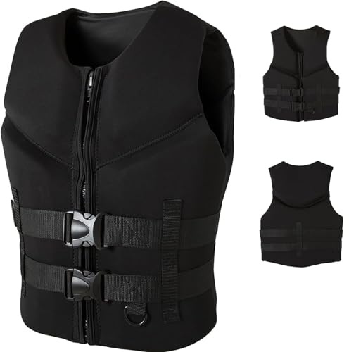 LUIVZD Swim Jacket - Neoprene Life Jacket Adult Buoyancy Aid Paddle Boarding Adjustable Float Swim Vest for Boating Kayaking Fishing Surfing Water Sports(black,XXL)