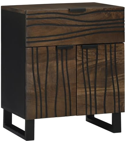 vidaXLa mesita de Noche en Madera de Nogal es Genial. Tiene un diseño Moderno y un patrón Ondulado Que la Hace única. Ideal para Guardar Tus Cosas y darle un Buen Toque a tu Dormitorio.