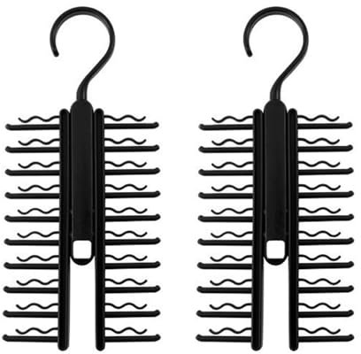 2 Pièces Cintres Porte Cravates, Porte-Cravates Réglable en X, Antidérapant Cravates Clips, Rotation Libre à 360° Support de Antidérapant Cravate, pour Cravates, Ceintures, Chaussettes(Noir)