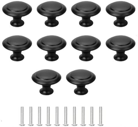 Westspark 10 PCS Black Cabinet Knobs Drawer Knobs, Premium Drawer Knobs, Round Furniture Handles with Screws