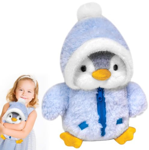 DAJASD Pinguino peluche pinguino, 25 cm, pinguino Pudgy Penguins Plush, pinguino peluche con cappello, bambola pinguino per coccolare e giocare, regali per ragazzi e ragazze bambini