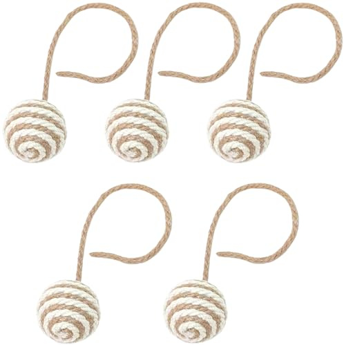 5PCS Cat Sisal Rope Ball – Interactive Toy Sphere Chewable Rope Ball for Indoor Cats, Relieves Boredom, Increase Endless Feline Fun with Natural Material Wrapping, Yarn Pet String Balls for Scratching