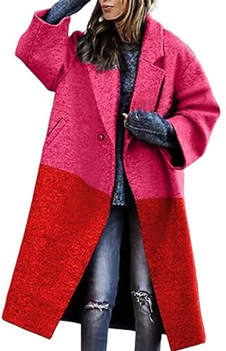 Générique Trench Coat Femme Long Matelassée À Revers Trench-Coat Automne Mi Saison Blouson à Carreaux en Flanelle Veste De Transition Chaud Parka Coupe Vent Chic Décontractées Légère S-3XL