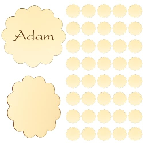 INFUNLY Lot de 40 marque-places circulaires en acrylique doré effet miroir - 8,9 x 8,9 cm - Pour décoration de table de mariage, anniversaire, centre de table, fête, anniversaire de mariage